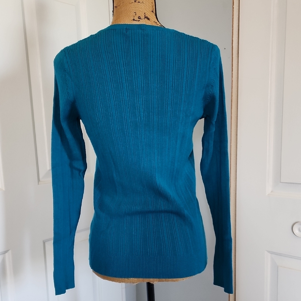George Turquoise Ribbed Knit Top - Picture 2 of 4